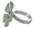 Southwest Silver Turquoise And Opal Flower Ring Size 7-1/4 WX70768